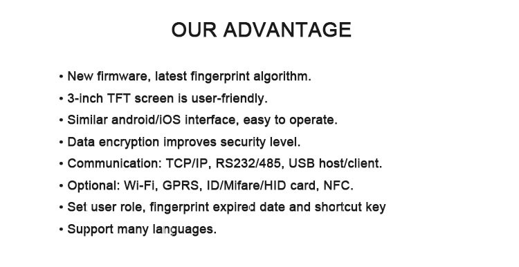 3 Inch Screen Biometric Fingerprint Punch Card Attendance Machine