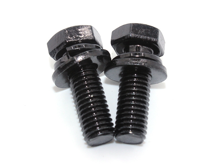 Spring Lock Carbon Steel Black Oxide Hex Bolts Washer Assemblies for Purchase