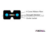 Single Fibers FTTH Drop Fiber Cable , Flat Ftth Fiber Optic Cable 4 Ribbon