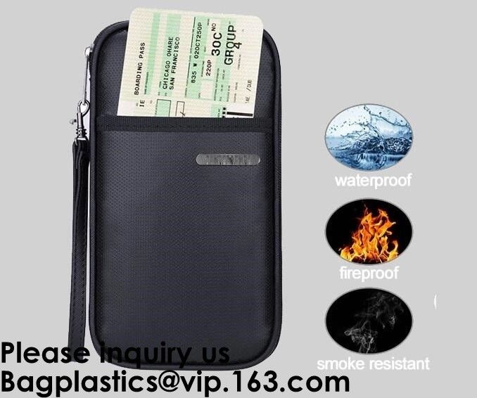 waterproof and fireproof resistant document bag,Lock Box Bag For Documents Money & Office Files Freproof Safe Bag with L