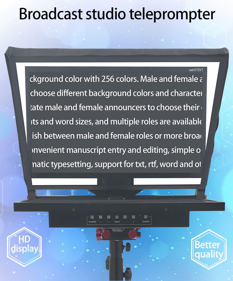 Professional TV Studio Equipment 24inch Single Screen Built-in Prompter with Auto-Mirror
