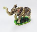 pewter family elephant jewelry box,elephant shape bejeweled box,alloy elephant