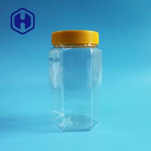 Quality Bulk 670ml Transparent Plastic Packaging Jar Hexagon Wide Mouth PET Food Packaging wholesale