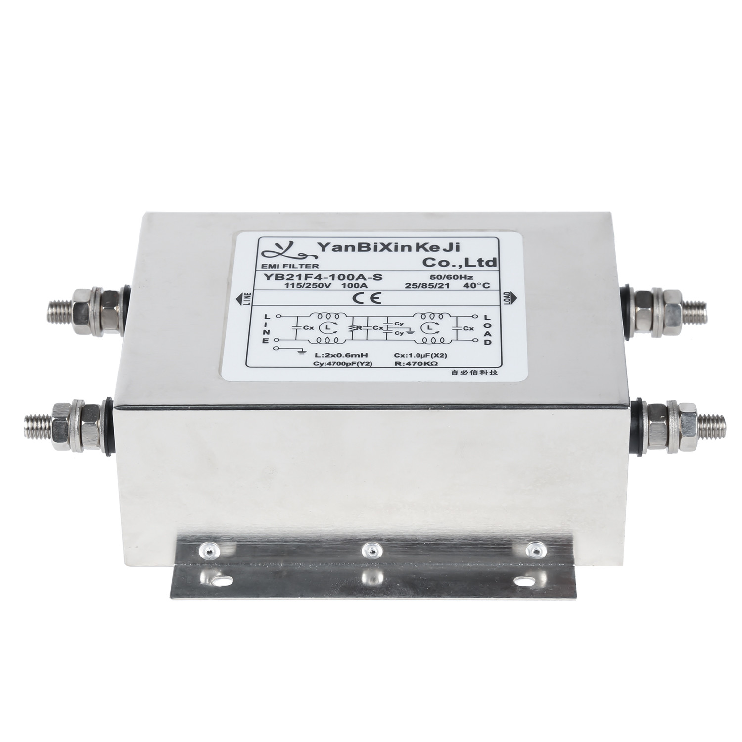 Dual Stage Single Phase Filter 100A High Current Power Line Filter CE Certification
