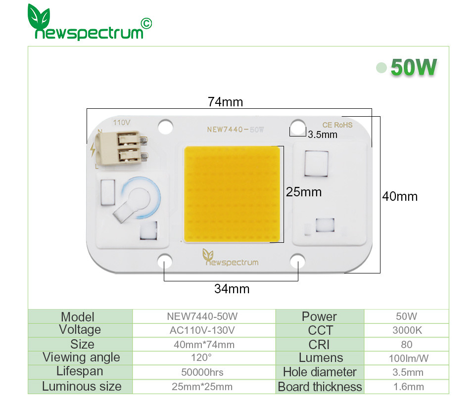 20W 30W 50W Cob AC LED Module 3000k Great Heat Dissipation Environmentally Friendly