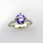 White Gold Plated Sterling Silver 7mm Amethyst Cubic Zircon Ring(R255)