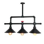 Vintage industrial wind and water pipe chandelier creative three end restaurant
