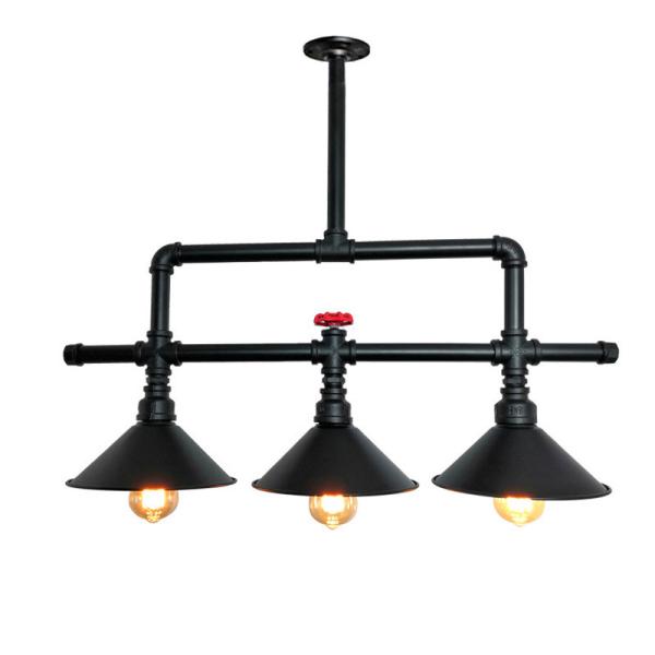 Vintage industrial wind and water pipe chandelier creative three end restaurant