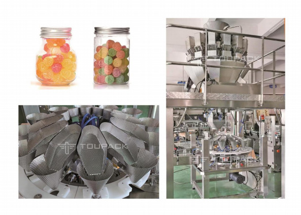 Multi-Function Gummies Weighing And Filling System Candy 14 Bucket Multihead Weigher