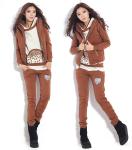 Casual Hoodies Set , Women / Ladies Hooded Sweatshirts Brown Cotton