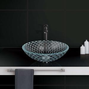 Quality 145mm Glass Bathroom Vanity Sink Small Shallow Vessel CNC Engraving Transparent wholesale
