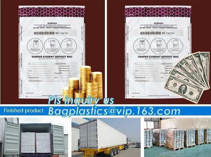 Opaque Tamper Evident Sealing Plastic Bank Money Steb Security Bag / Custom Self Adhesive Plastic Courier Bag, bagease