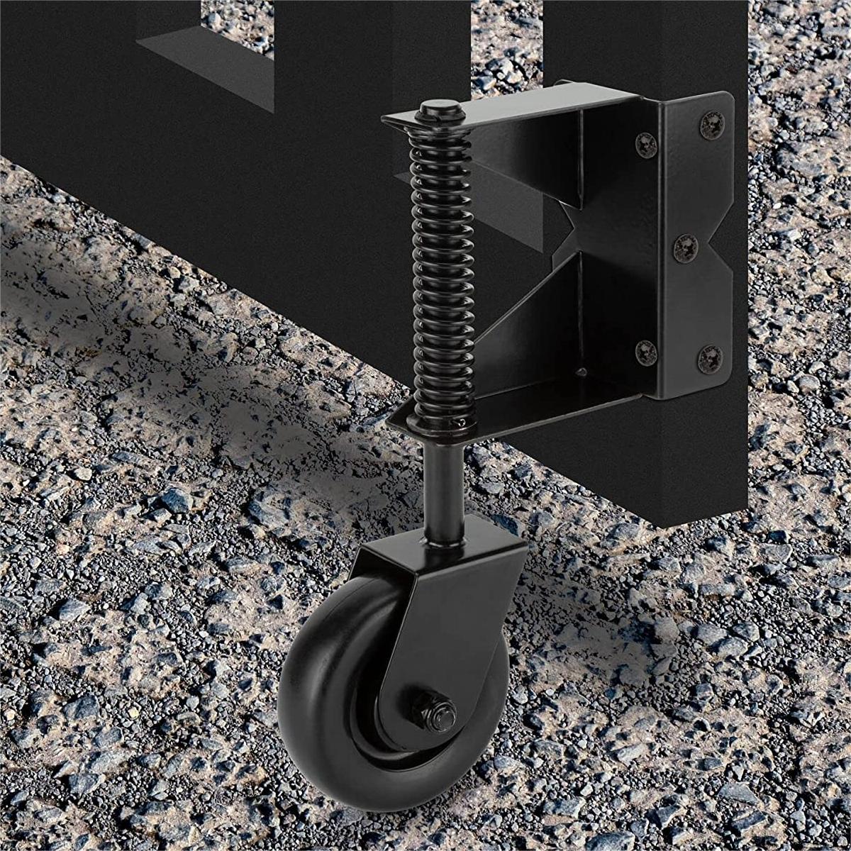 Zinc plated Spring loaded swivel caster wheel rubber wheels for wooden gate fence