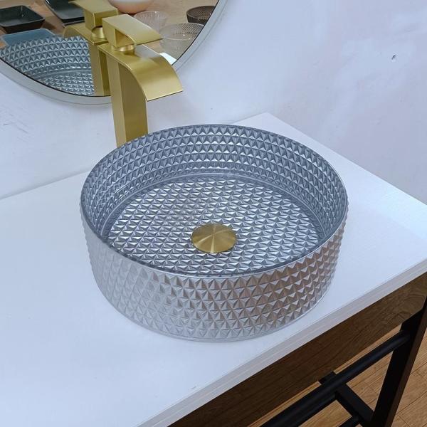 Latest Style Table Top Wash Basins Silver Color , Round Sink Bowl Bathroom 360