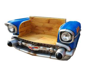 Quality Blue Classic Car Shape Sofa Wooden Seat Chevy Couch Car Trunk Couch wholesale