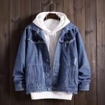 Custom Logo Single Breasted Blue Plain Jean Jackets