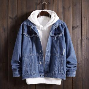 Quality Custom Logo Single Breasted Blue Plain Jean Jackets wholesale
