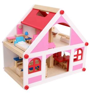 Quality 37.5cm Casa Vintage Wooden Dollhouse Furniture DIY Miniature wholesale