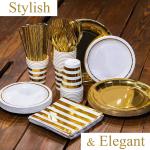 Bridal Showers Party Gold Wedding Disposable Dinnerware Sets