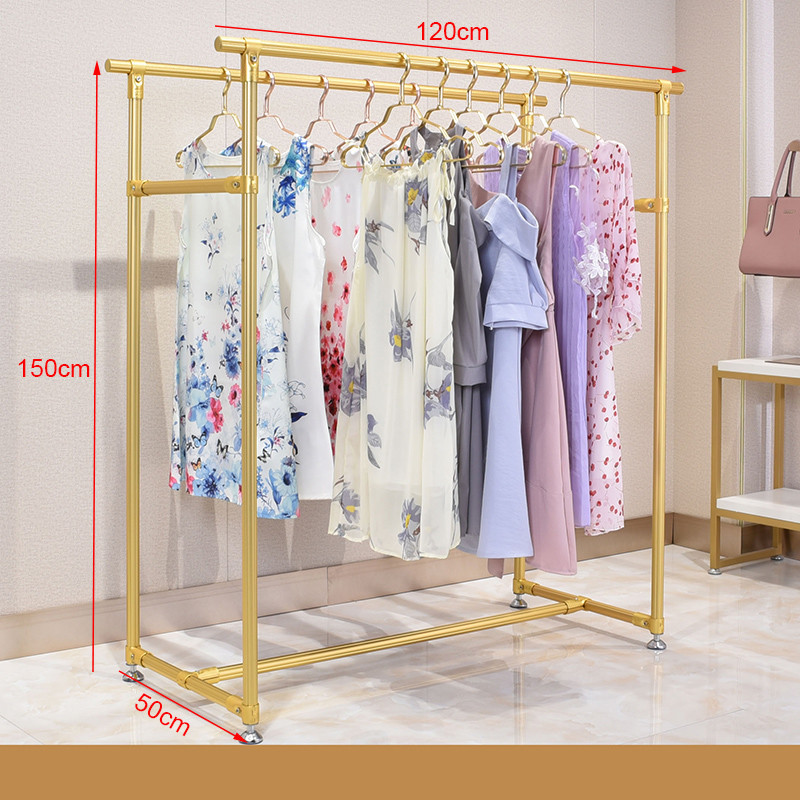 Double Shop Cloth Display Rack Metal Cloth Dry Stand Easy Assembly