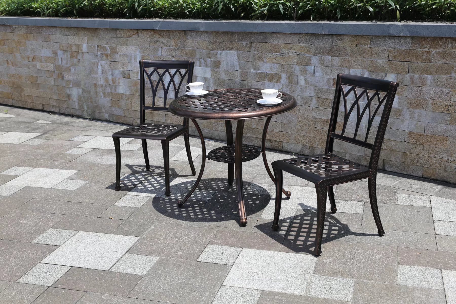 3PCS Cast Aluminium Outdoor Furniture Folded Aluminium Dining Set Outdoor