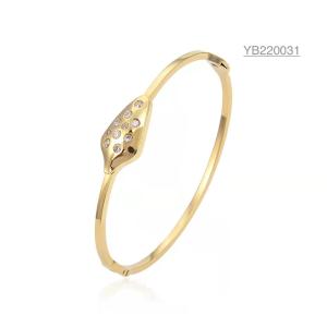 Quality Stainless Steel 10 Grain Diamond Encrusted Bracelet 18k Rose Gold Bangle wholesale