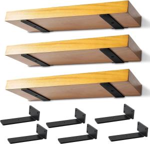 Quality Industrial Black Metal L Brackets 1/5 Inch Thick Floating Shelf Support for Cabinets wholesale