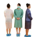 Purple Colored Sterile Disposable Non Woven Lab Coat With Collar 18-65gsm