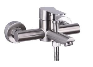 Quality Silver Luster Stainless Steel Hot Cold Bathroom Faucet Contemporary wholesale
