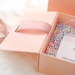4C 6C Full Color Rigid Cardboard Box Pink Cosmetc Gift Box With Ribbon