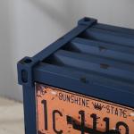 Iron Shipping Container Bedside Table Vintage Storage Trunk Coffee Table