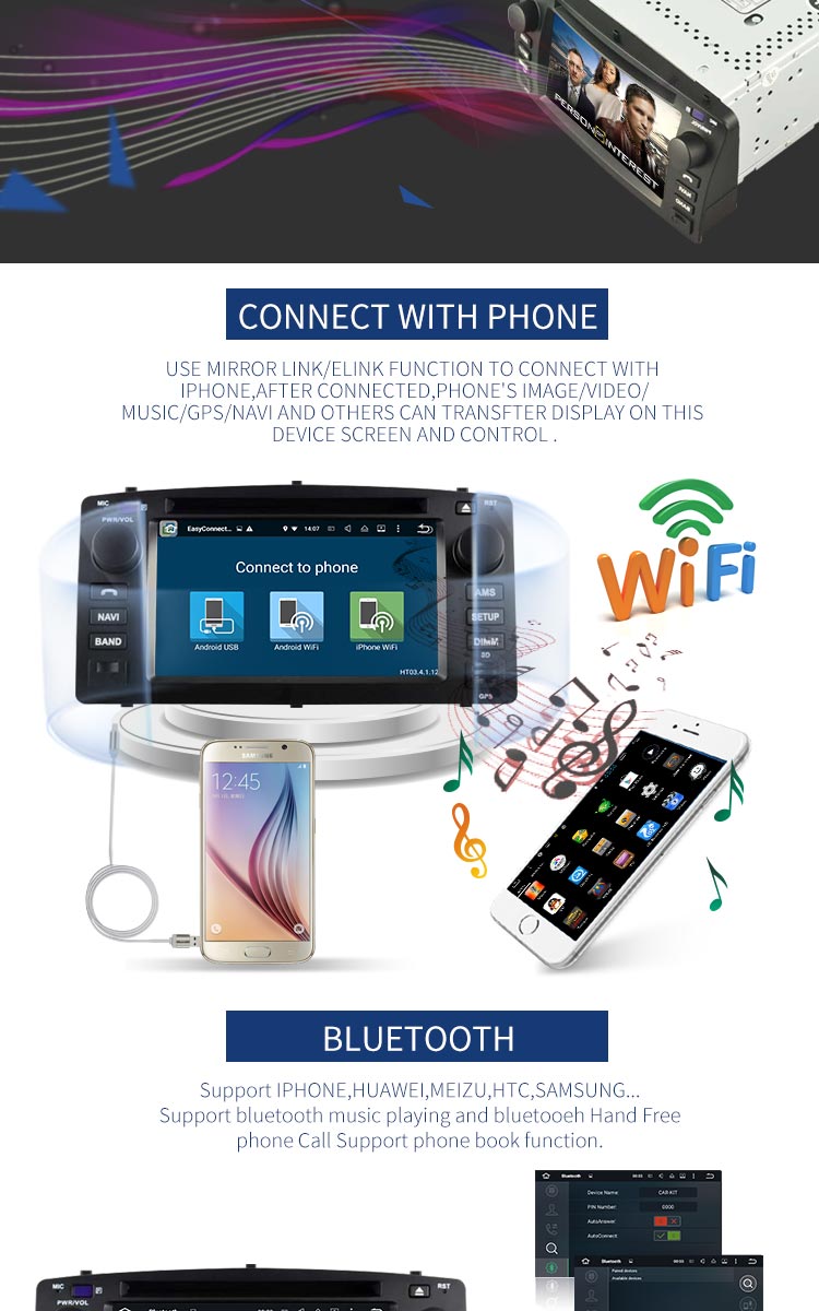 Radio GPS Navigation Android Car DVD Player With Android 7.1 SD USB Stereo