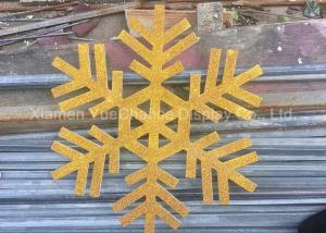 Quality Custom Size PVC Snowflake , Christmas Tree Decorations With Gold Glitters wholesale