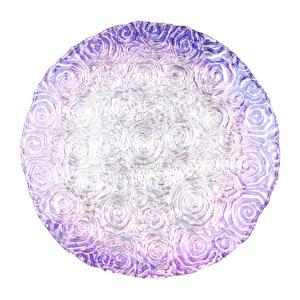 Quality Wholesales Roes Embossed Spray Color Decoration Glass Charger Plate wholesale