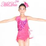 Handmade Beading Latin Dance Wear Diagonal Coin Sequin Fringe Dress Leotard