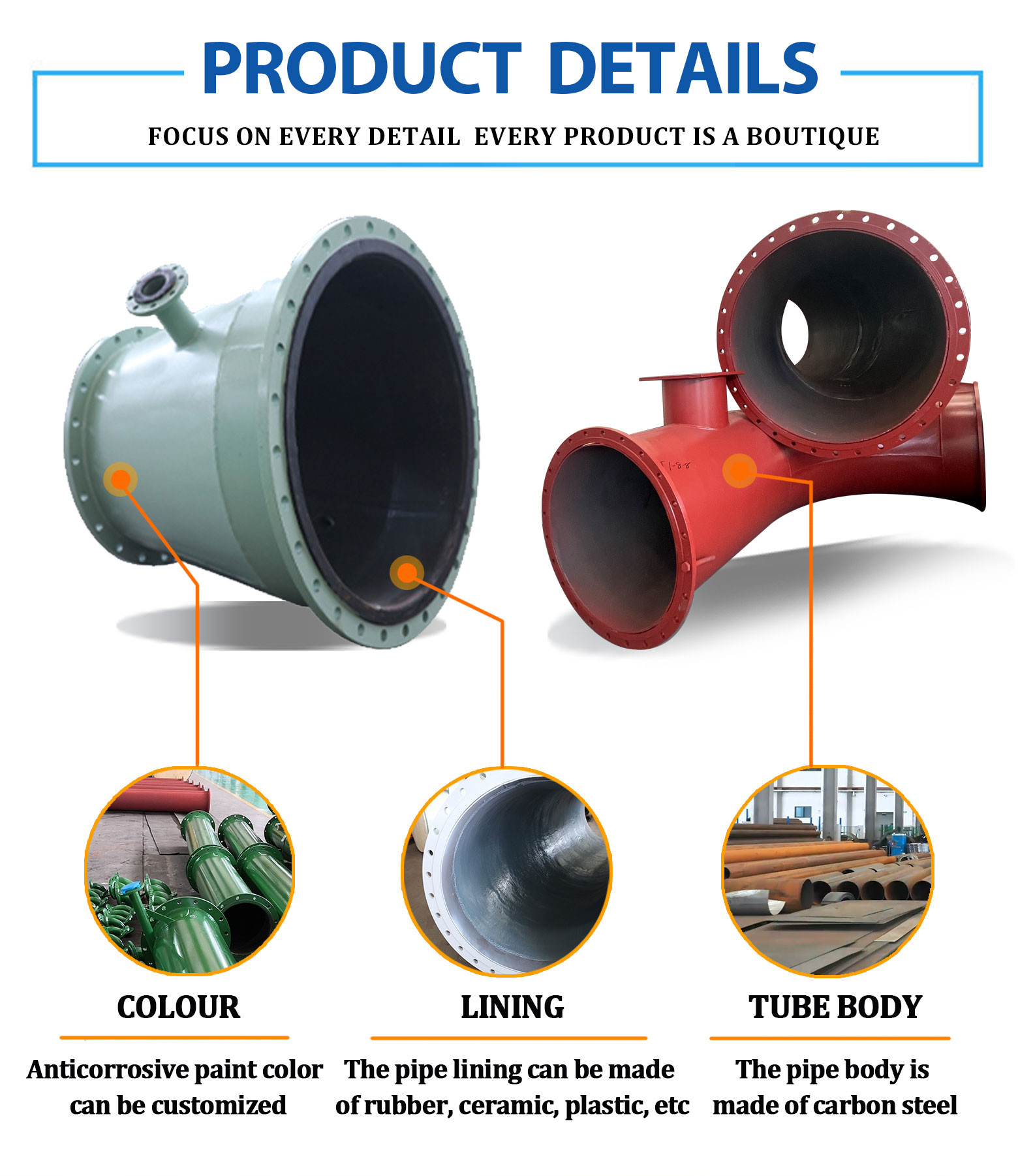Flanged Carbon Steel Pipe With Rubber Lining