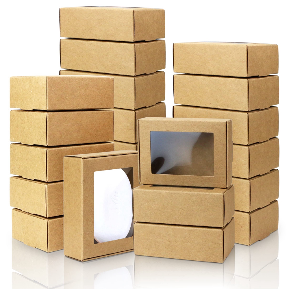 Custom Logo Folding Soap Packaging Box with Clear Window White Kraft Paper Material