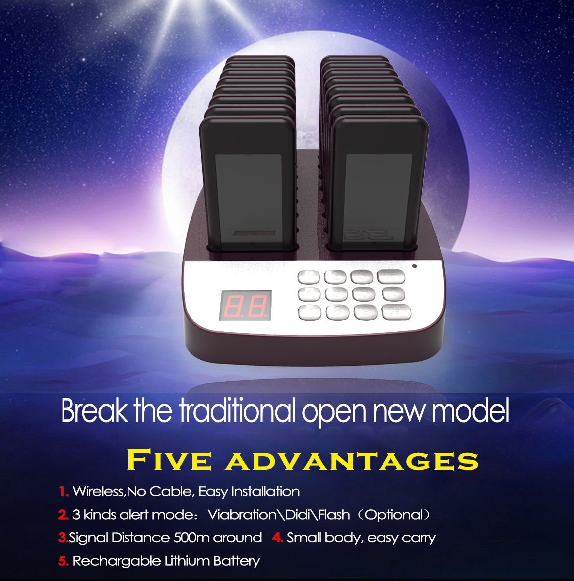 2019 hot sale restaurant 16 call guest paging queuing system coaster pagers with transmitter
