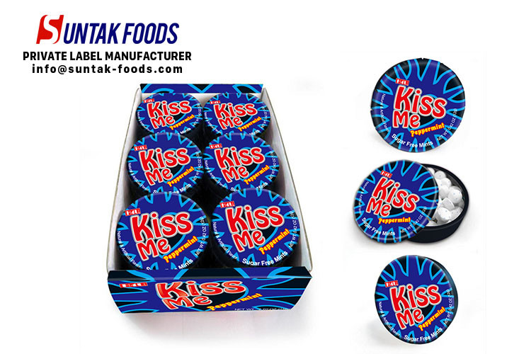 No Sugar Round White Mint Candy , Peppermint Flavored Candy With Display Box