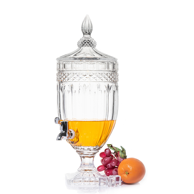 Factory price lead-free crystal glass 4.5L glass juice beverage dispenser with tap