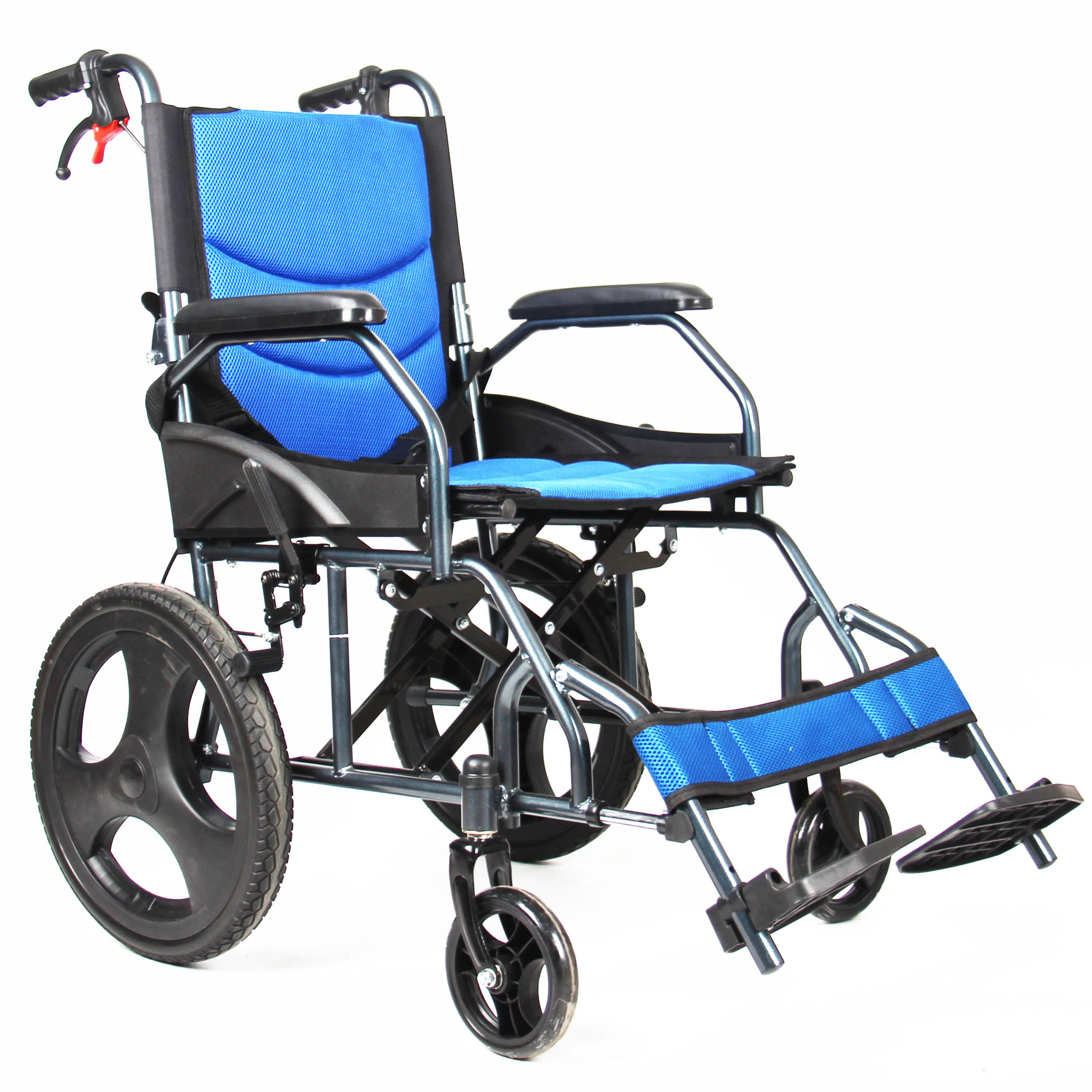 Solid Rear Wheel Manual Aluminium Folding Wheelchair With Fixed Armrest