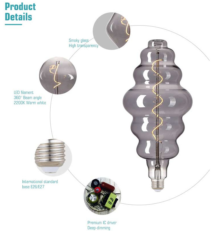 Edison Oversize LED Bulb BE150 4W E27 Smoky Antique Style Light Bulbs