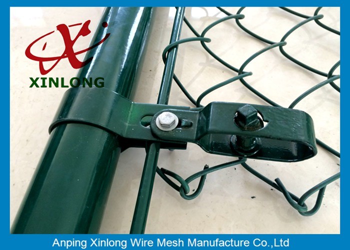 Low Carbon Steel Wire Chain Link Security Fence With Round Post