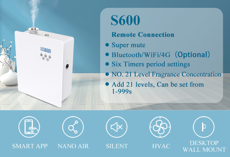 Wall-Mounted Aroma Diffuser 150ml Waterless Essential Oil Smart HVAC Scent Device Commercial Electric Scent Diffuser