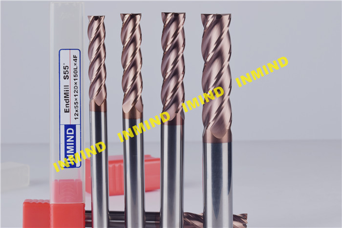 0.5 UM Grain Size AlTiN Coated CNC End Mill Milling Machine Bits Long Shank Type