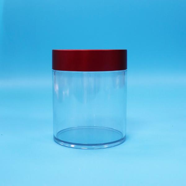 Food Grade Candy Cookie Diced Figs Transparent PET Plastic round Jar Screw Red