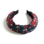 Christmas Xmas Cross Knot Hairband Plaid Holiday Decorations 40cm 15.8in