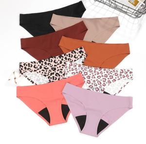 Quality Seamless Period Panties Postpartum Undies Leopard Low Waist Ice Silk Waterproof Strips wholesale
