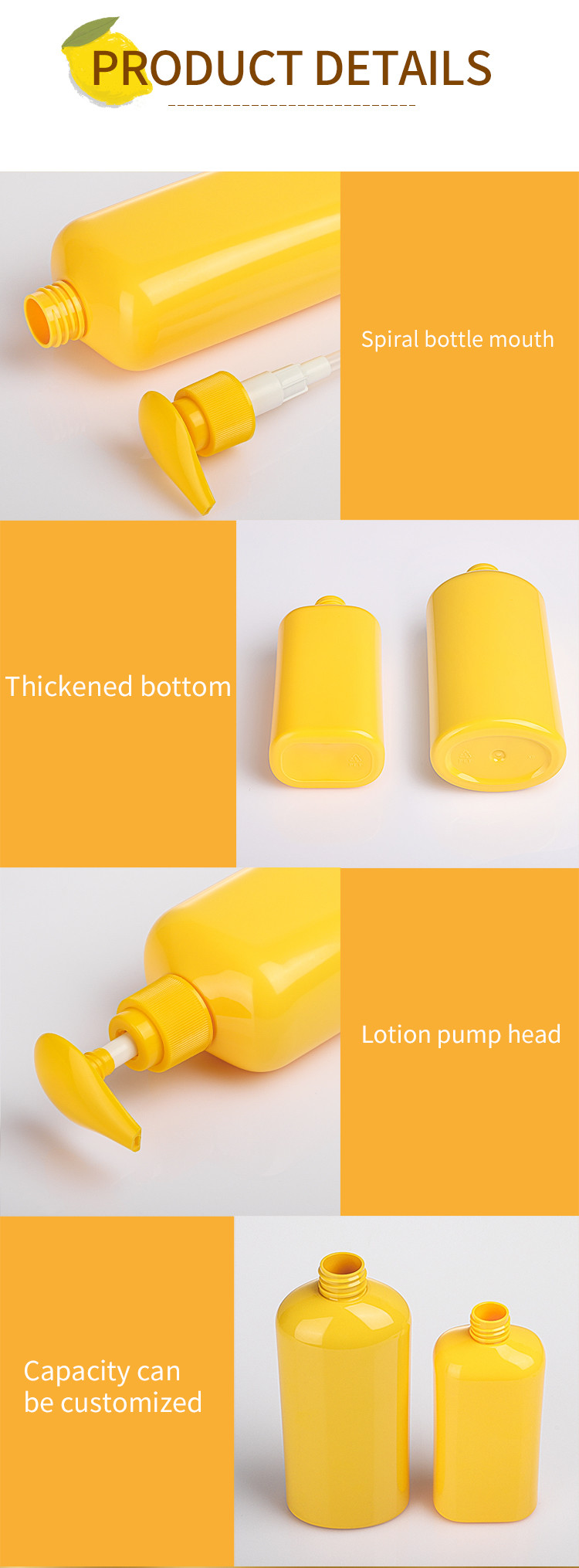 Best Price Customized Yellow Cosmetic Shampoo Packaging Biodegradable Bottle