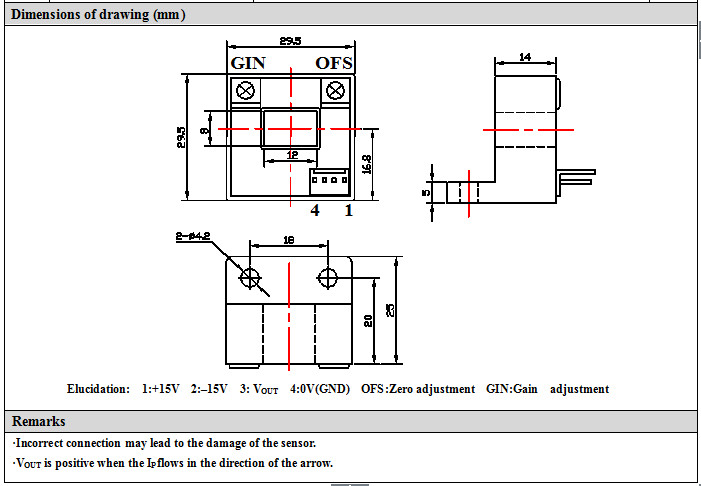 Easy Install Hall Effect Current Sensor with 8 x 12 mm Window size CE Rohs